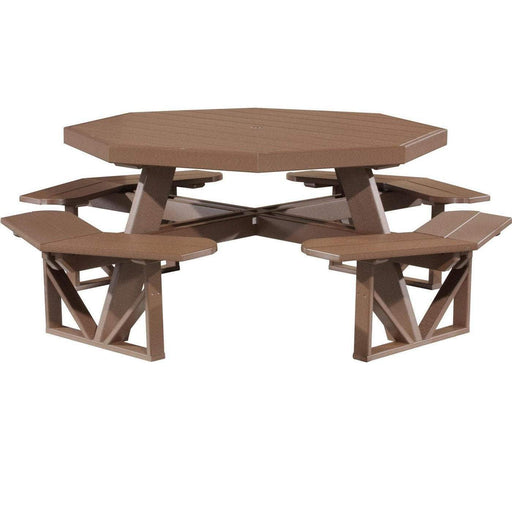 LuxCraft LuxCraft Chestnut Brown Recycled Plastic Octagon Picnic Table With Cup Holder Chestnut Brown Tables POPTCBR