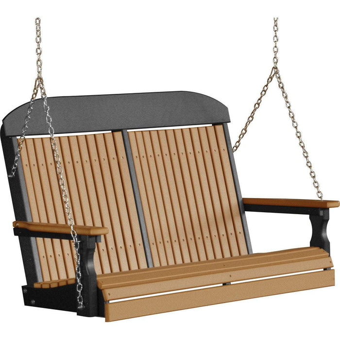 LuxCraft Classic Highback 4ft. porch swing in cedar on black