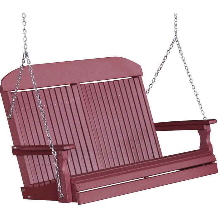 LuxCraft Classic Highback 4ft. porch swing in cherry recycled poly