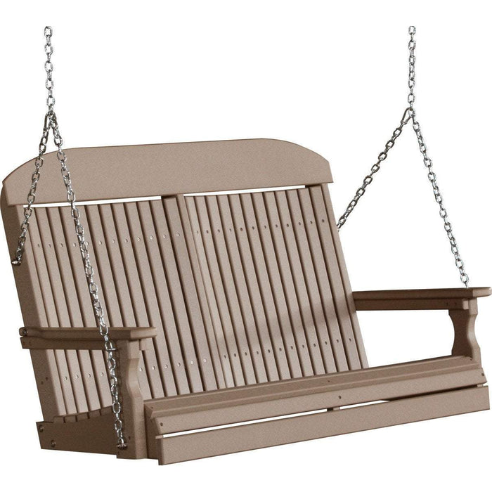 LuxCraft Classic Highback 4ft. porch swing in weatherwood