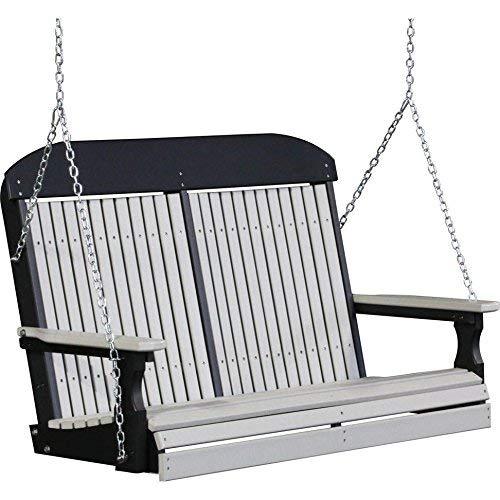 LuxCraft Classic Highback 4ft. Recycled Plastic Porch Swing With Cup Holder