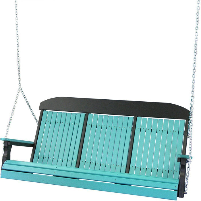LuxCraft Columpio Clásico Respaldo Alto 5 Pies — Azul Aruba sobre Negro