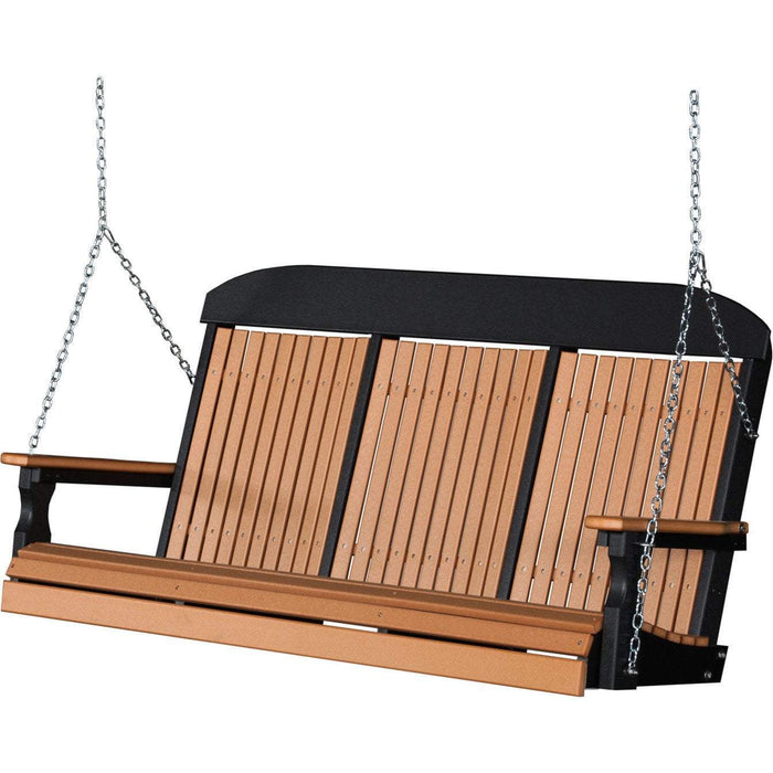 LuxCraft Columpio Clásico Respaldo Alto 5 Pies — Cedro sobre Negro