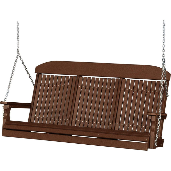 LuxCraft Classic Highback 5ft. porch swing in chestnut brown