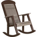 LuxCraft LuxCraft Classic Traditional Recycled Plastic Porch Rocking Chair (2 Chairs) With Cup Holder Weather Wood On Chestnut Brown Rocking Chair PPRWWCBR