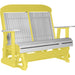 LuxCraft LuxCraft Dove Gray 4 ft. Recycled Plastic Highback Outdoor Glider Bench With Cup Holder Dove Gray on Yellow Highback Glider 4CPGDGY-CH