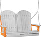 LuxCraft LuxCraft Dove Gray Adirondack 4ft. Recycled Plastic Porch Swing With Cup Holder Dove Gray on Tangerine / Adirondack Porch Swing Porch Swing 4APSDGT-CH