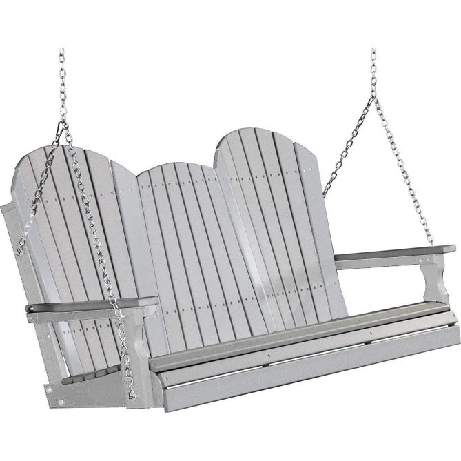 LuxCraft LuxCraft Dove Gray Adirondack 5ft. Recycled Plastic Porch Swing Dove Gray / Adirondack Porch Swing Porch Swing 5APSDGS