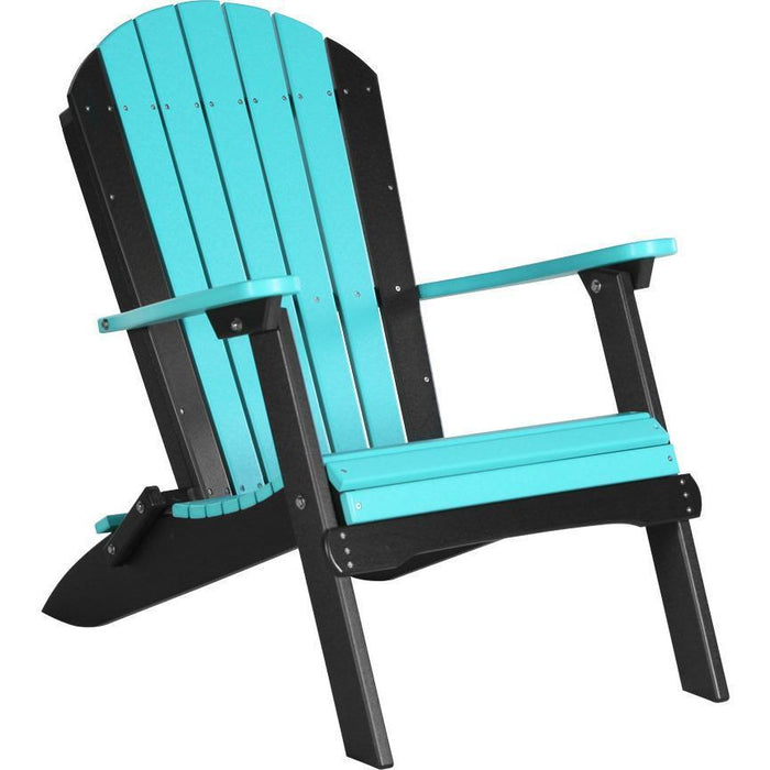 LuxCraft Silla Adirondack Plegable — Azul Aruba sobre Negro