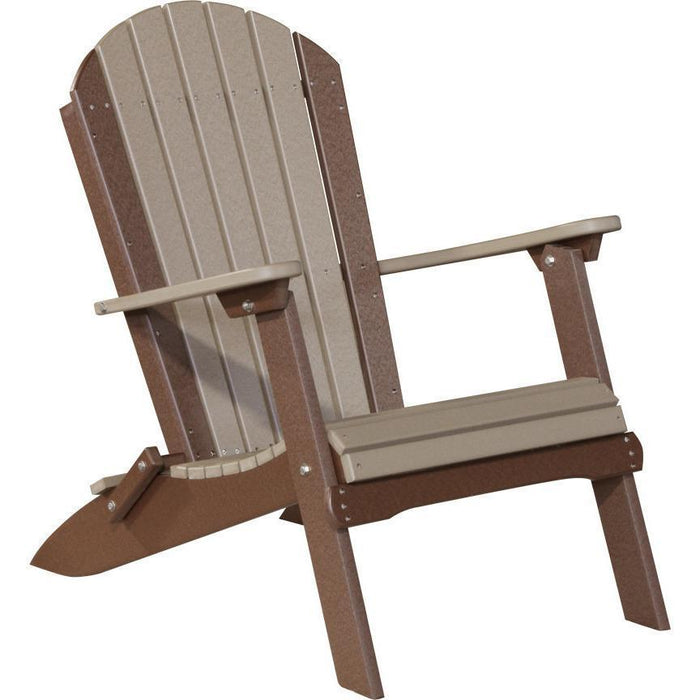 LuxCraft Folding Recycled Plastic Adirondack Chair With Cup Holder