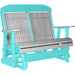 LuxCraft LuxCraft Gray 4 ft. Recycled Plastic Highback Outdoor Glider Bench With Cup Holder Dove Gray on Aruba Blue Highback Glider 4CPGGRAB-CH