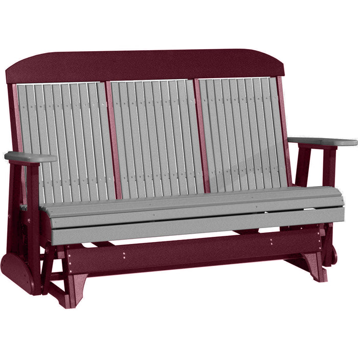 LuxCraft LuxCraft Gray 5 ft. Recycled Plastic Highback Outdoor Glider With Cup Holder Gray on Cherrywood Highback Glider 5CPGRCW-CH