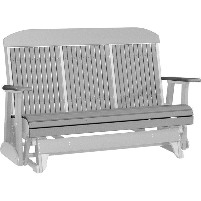 LuxCraft LuxCraft Gray 5 ft. Recycled Plastic Highback Outdoor Glider With Cup Holder Gray on Dove Gray Highback Glider 5CPGRDG-CH