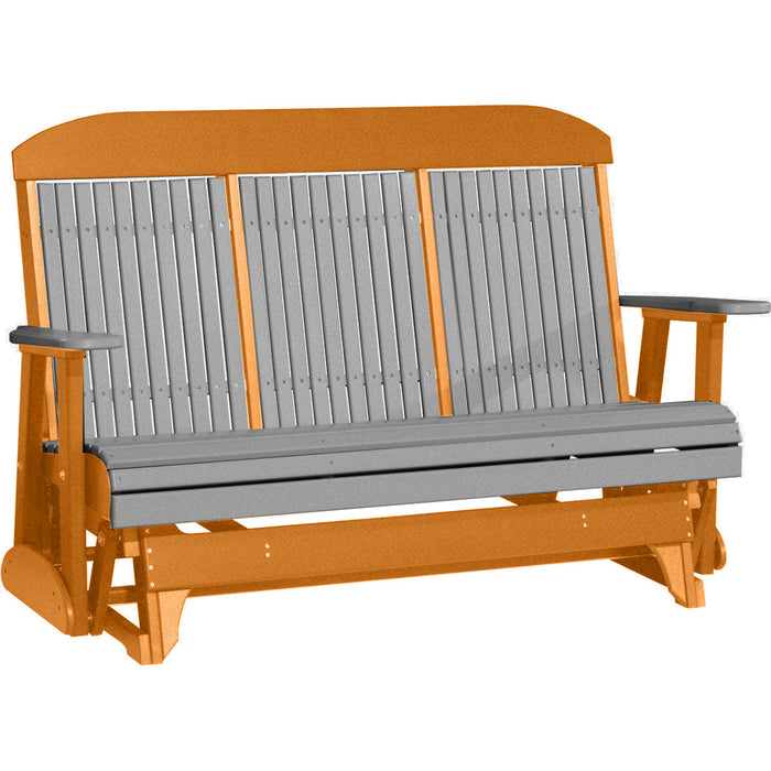 LuxCraft LuxCraft Gray 5 ft. Recycled Plastic Highback Outdoor Glider With Cup Holder Gray on Tangerine Highback Glider 5CPGRT-CH