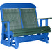 LuxCraft LuxCraft Green 4 ft. Recycled Plastic Highback Outdoor Glider Bench Green on Blue Highback Glider 4CPGGBL