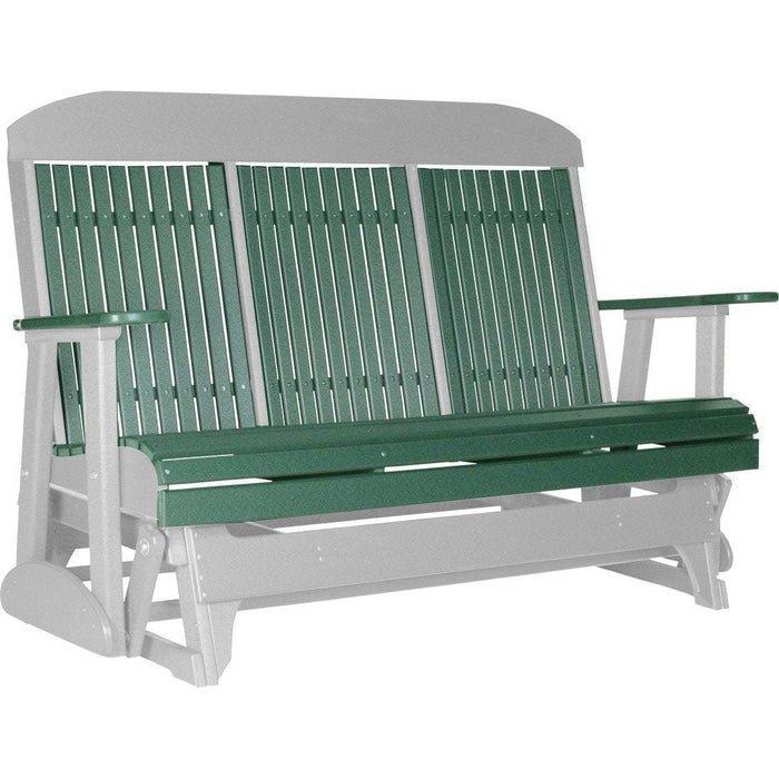 LuxCraft LuxCraft Green 5 ft. Recycled Plastic Highback Outdoor Glider Green on Dove Gray Highback Glider 5CPGGDG