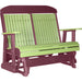 LuxCraft LuxCraft Lime Green 4 ft. Recycled Plastic Highback Outdoor Glider Bench With Cup Holder Lime Green on Cherrywood Highback Glider 4CPGLGCW-CH