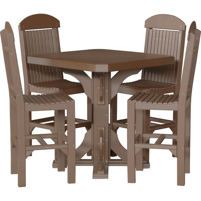 LuxCraft LuxCraft Poly 41' Square Table Set with 4 Regular Chairs Chestnut Brown Dining Sets P41ST-CBR