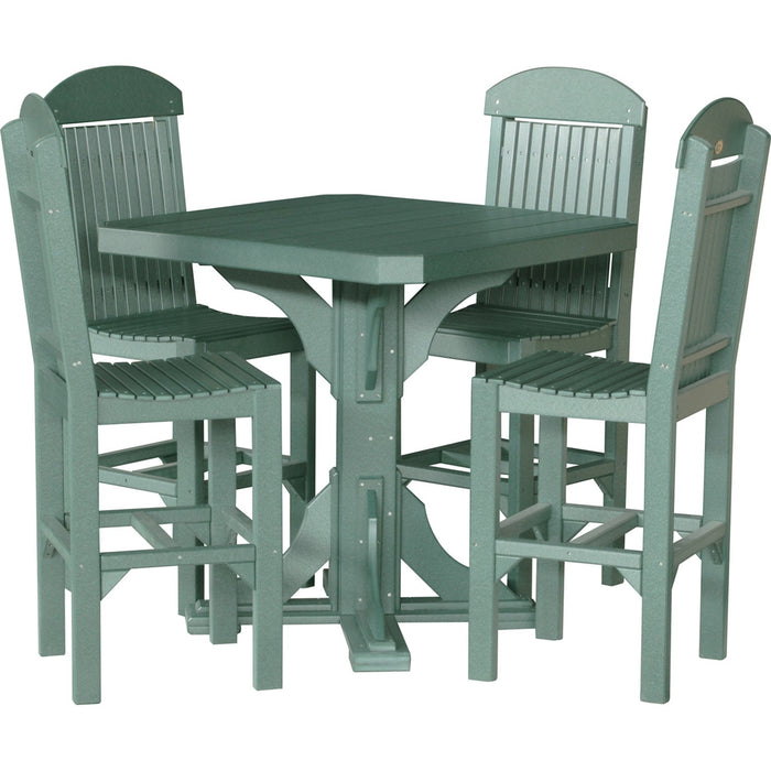 LuxCraft LuxCraft Poly 41' Square Table Set with 4 Regular Chairs Green Dining Sets