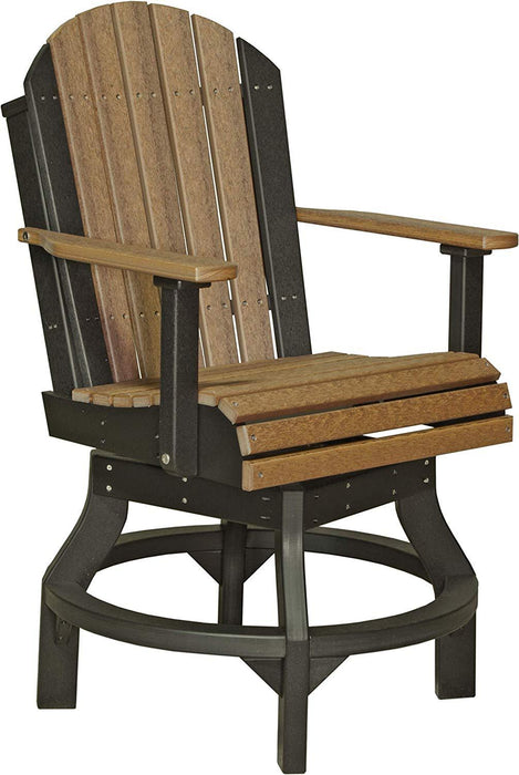 LuxCraft LuxCraft Recycled Plastic Adirondack Swivel Chair Antique Mahogany On Black / Counter Chair Adirondack Chair PASCCAMB