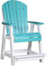 LuxCraft Luxcraft Recycled Plastic Counter Height Adirondack Tete-a-tete Balcony Set Aruba Blue on White Balcony Table 2xPABC-1xBTT-ABLWH