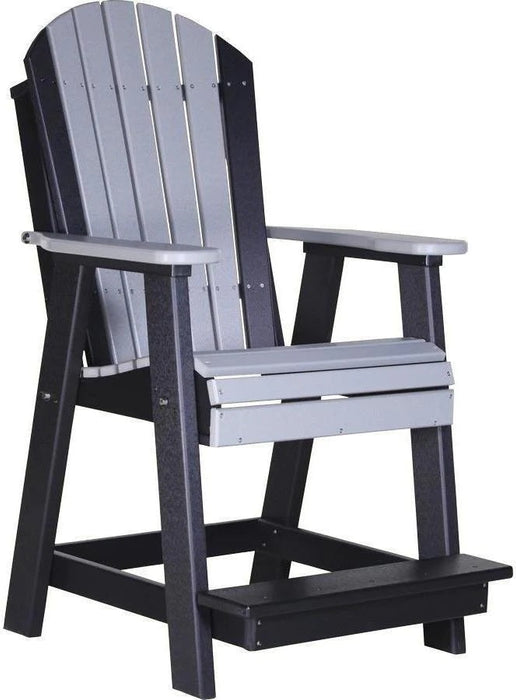 LuxCraft Luxcraft Recycled Plastic Counter Height Adirondack Tete-a-tete Balcony Set Dove Gray on Black Balcony Table 2xPABC-1xBTT-DGB
