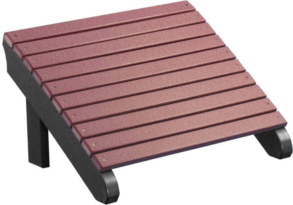 LuxCraft LuxCraft Recycled Plastic Deluxe Adirondack Footrest Cherrywood On Black Adirondack Deck Chair PDAFCWB