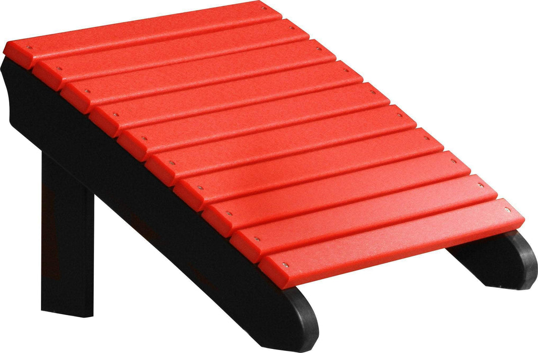 LuxCraft LuxCraft Recycled Plastic Deluxe Adirondack Footrest Red On Black Adirondack Deck Chair PDAFRB