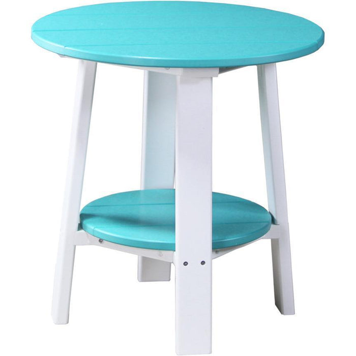 LuxCraft Mesa Auxiliar Deluxe — Azul Aruba sobre Blanco