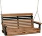 LuxCraft LuxCraft Rollback 4ft. Recycled Plastic Porch Swing With Cup Holder Antique Mahogany on Black Porch Swing 4PPSAMB
