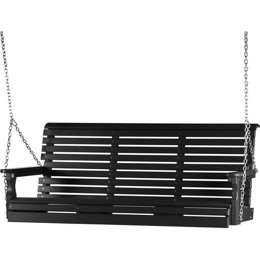 LuxCraft Rollback 5ft. recycled plastic porch swing in black
