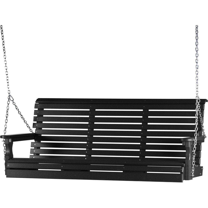 LuxCraft Rollback 5ft. recycled plastic porch swing in black