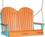 LuxCraft LuxCraft Tangerine Adirondack 4ft. Recycled Plastic Porch Swing With Cup Holder Tangerine on Aruba Blue / Adirondack Porch Swing Porch Swing 4APSTAB-CH