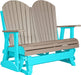 LuxCraft LuxCraft Weatherwood 4 ft. Recycled Plastic Adirondack Outdoor Glider With Cup Holder Weatherwood on Aruba Blue Adirondack Glider 4APGWWAB-CH