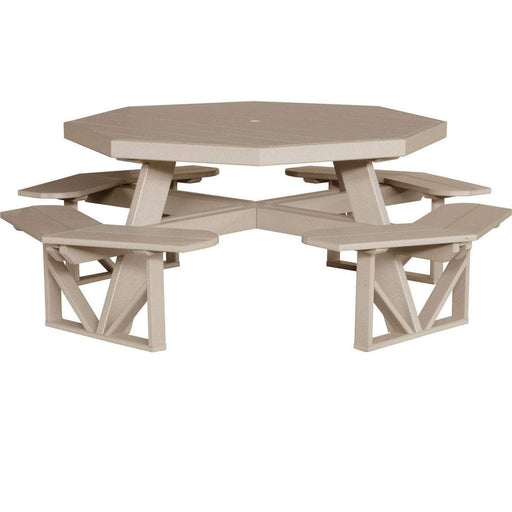 LuxCraft LuxCraft Weatherwood Recycled Plastic Octagon Picnic Table With Cup Holder Weatherwood Tables POPTWW