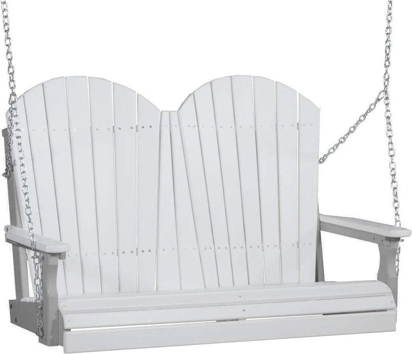 LuxCraft LuxCraft White Adirondack 4ft. Recycled Plastic Porch Swing White on Dove Gray / Adirondack Porch Swing Porch Swing 4APSW