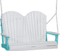 LuxCraft LuxCraft White Adirondack 4ft. Recycled Plastic Porch Swing With Cup Holder White on Aruba Blue / Adirondack Porch Swing Porch Swing 4APSWAB-CH