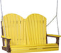 LuxCraft LuxCraft Yellow Adirondack 4ft. Recycled Plastic Porch Swing With Cup Holder Yellow on Chestnut Brown / Adirondack Porch Swing Porch Swing 4APSYCB-CH