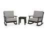 Polywood Polywood Braxton 3-Piece Deep Seating Rocker Set Black / Grey Mist Seating Sets PWS515-2-BL145980 190609143342