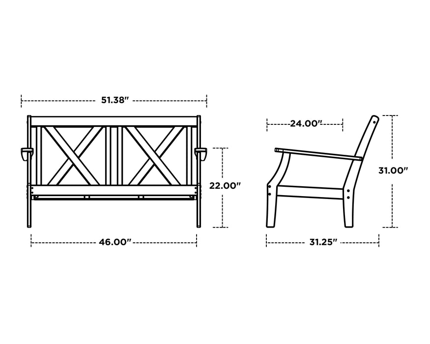 Polywood Polywood Braxton Deep Seating Settee Seating Sets
