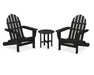 Polywood Polywood Classic Folding Adirondack 3-Piece Set Black Adirondack Chair PWS214-1-BL 190609068867