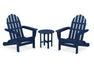 Polywood Polywood Classic Folding Adirondack 3-Piece Set Navy Adirondack Chair PWS214-1-NV 190609098482