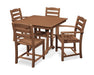 Polywood Polywood La Casa Cafš 5-Piece Farmhouse Trestle Dining Set Teak Dining Sets PWS436-1-TE 190609083488