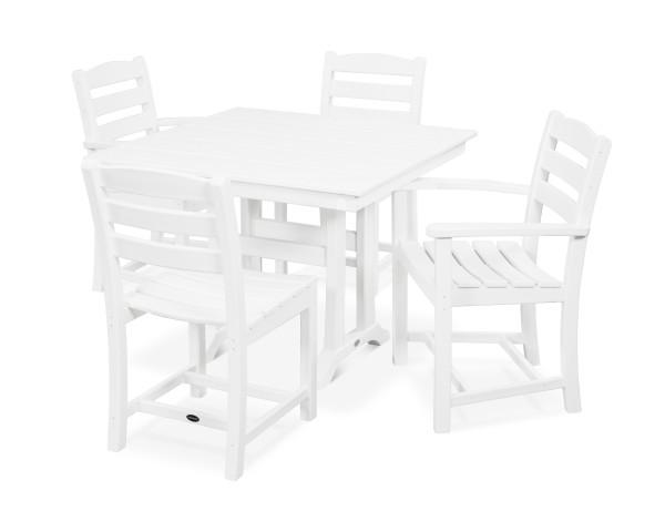 Polywood Polywood La Casa Cafš 5-Piece Farmhouse Trestle Dining Set White Dining Sets PWS436-1-WH 190609083495