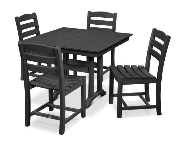 Polywood Polywood La Casa Cafš 5-Piece Farmhouse Trestle Side Chair Dining Set Black Dining Sets PWS438-1-BL 190609083679
