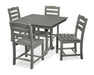 Polywood Polywood La Casa Cafš 5-Piece Farmhouse Trestle Side Chair Dining Set Slate Grey Dining Sets PWS438-1-GY 190609083693