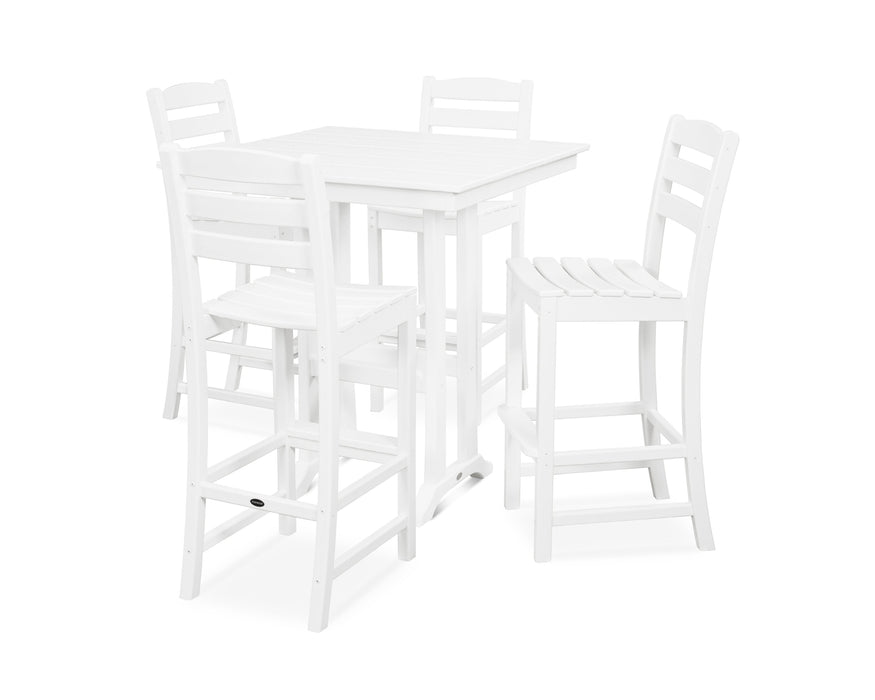 Polywood Polywood La Casa Cafe 5-Piece Farmhouse Trestle Bar Set White Bar Set PWS435-1-WH 190609083372
