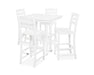 Polywood Polywood La Casa Cafe 5-Piece Farmhouse Trestle Bar Set White Bar Set PWS435-1-WH 190609083372