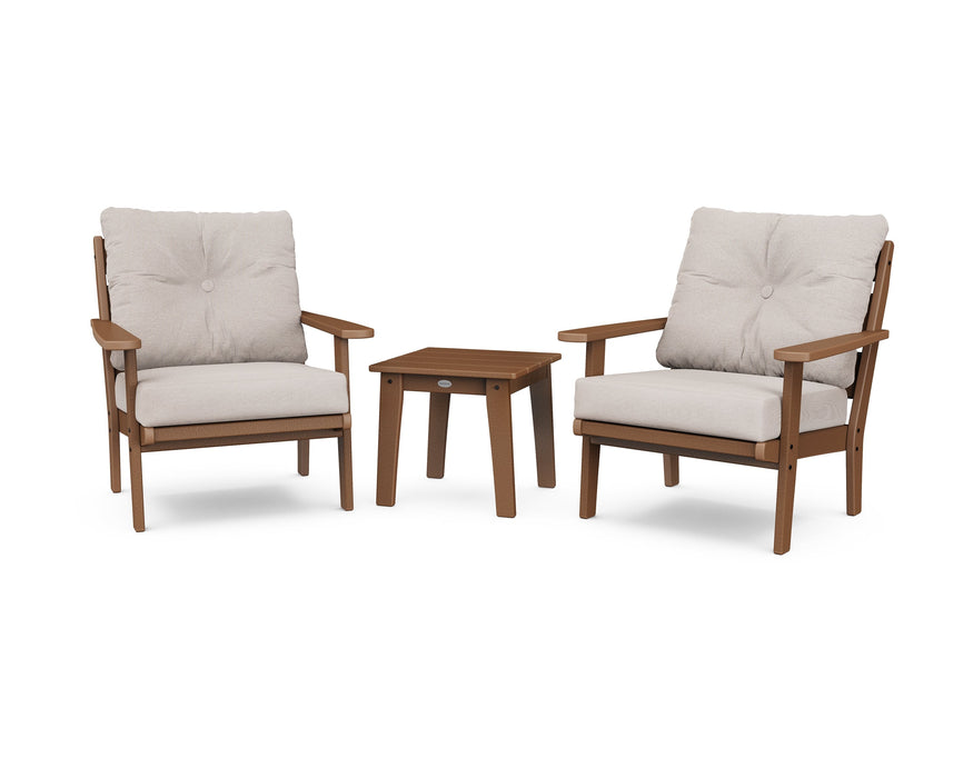 Polywood Polywood Lakeside 3-Piece Deep Seating Chair Set Teak / Dune Burlap Seating Sets PWS518-2-TE145999 190609143922