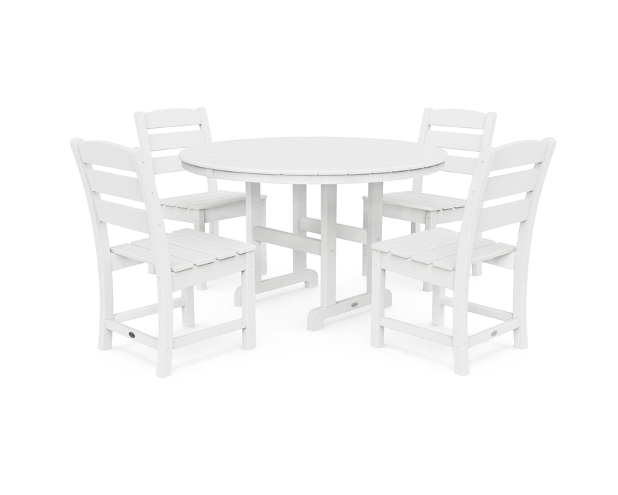 Polywood Polywood Lakeside 5-Piece Round Side Chair Dining Set White Dining Sets PWS517-1-WH 190609144141